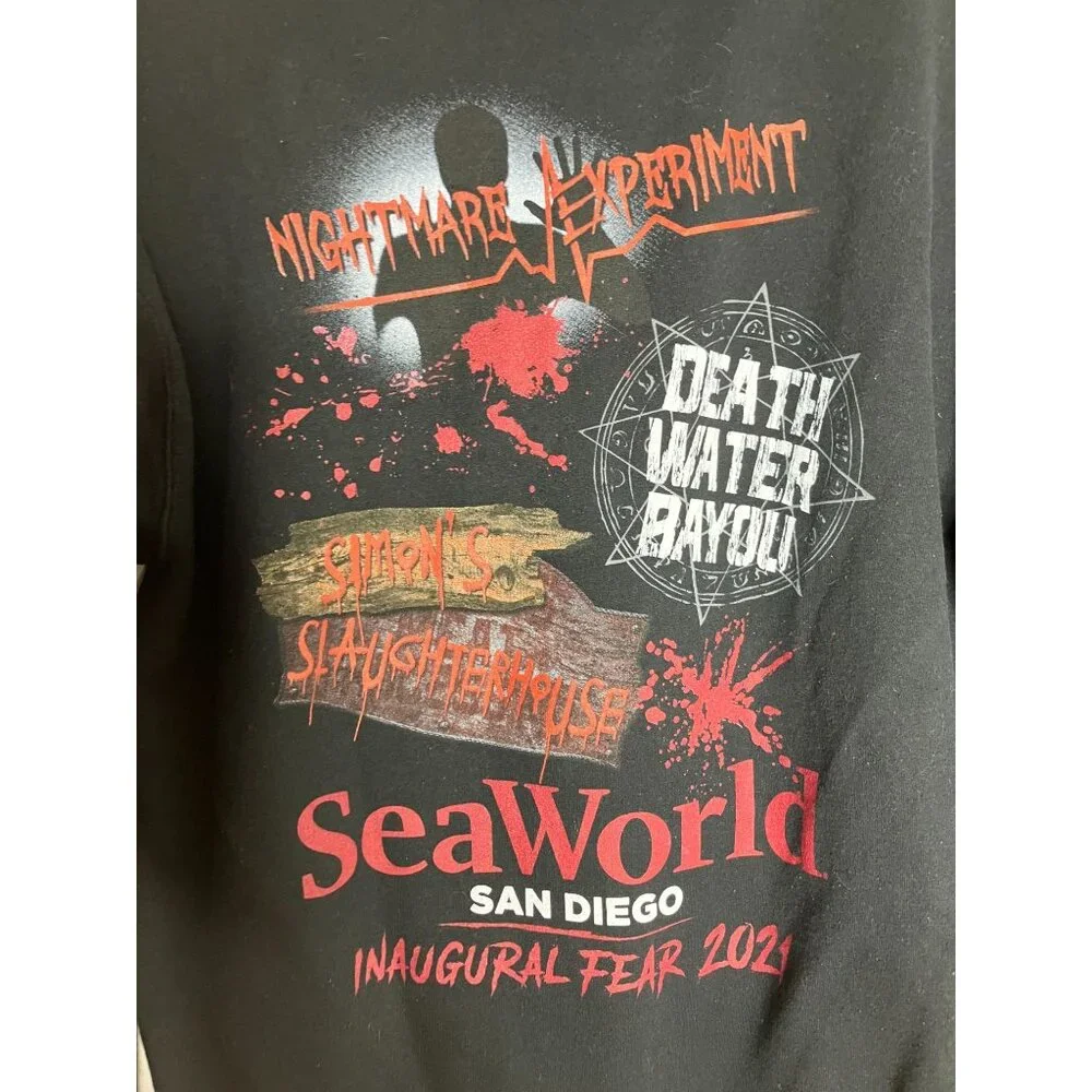 SeaWorld San Diego Howl-O-Scream 2021 Hoodie Black Large Men's READ